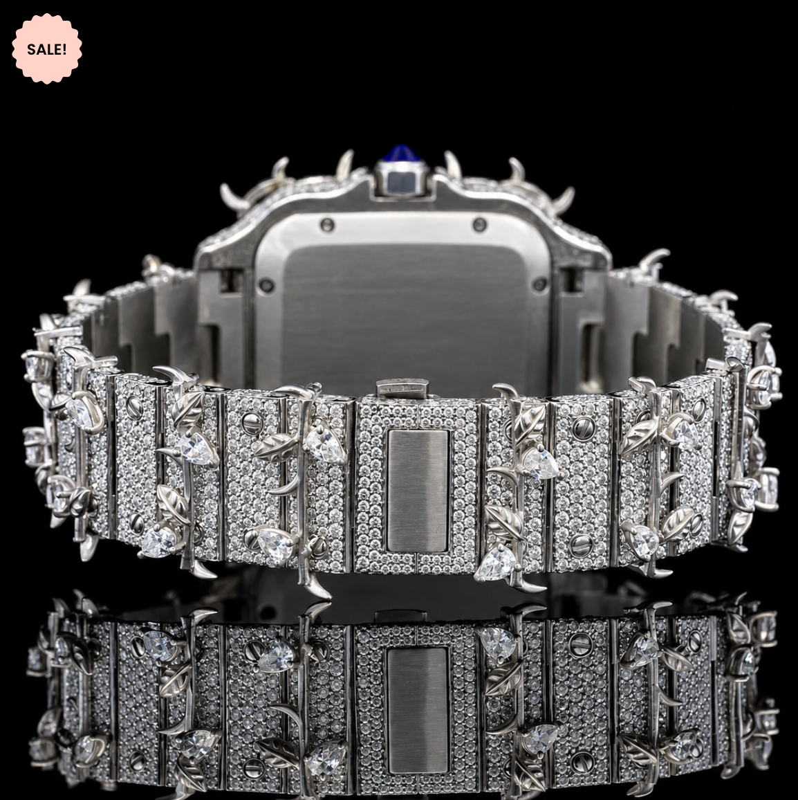 VVS Moissanite Thorns Watch with Black Roman Numerals