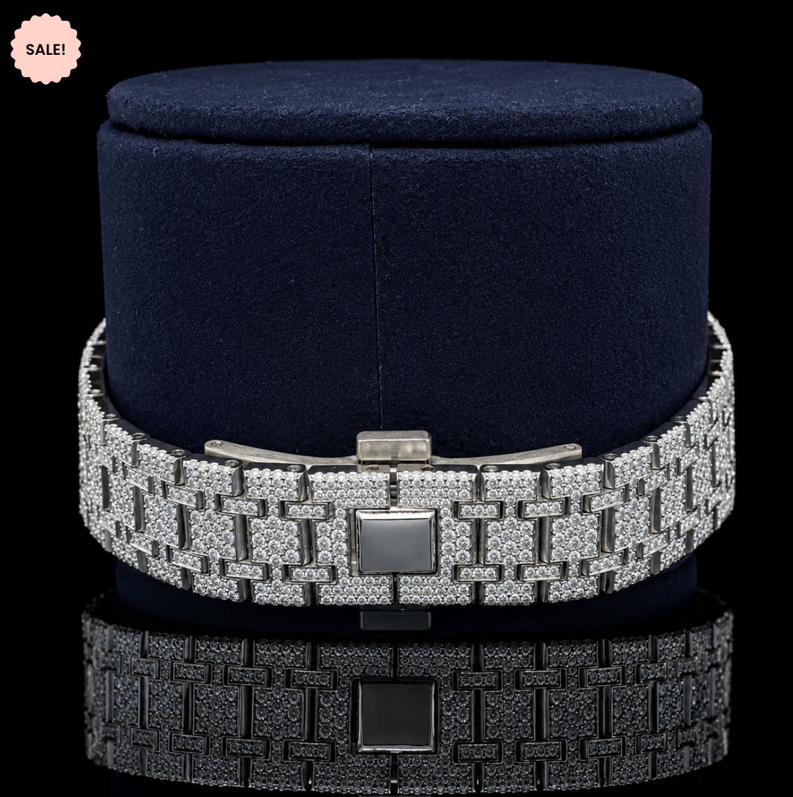 Blue Dial Automatic Moissanite Watch For Men - Silver/Blue-Dial