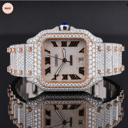 Square Dial Two-Tone Moissanite watch - Silver/Gold/Rose-Gold