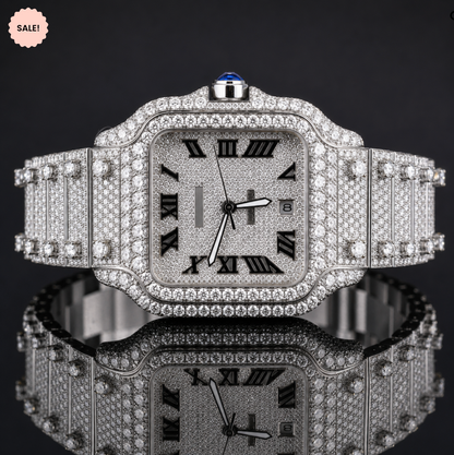 Square Dial Two-Tone Moissanite watch - Silver/Gold/Rose-Gold