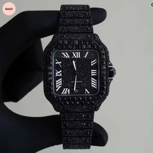 Black Moissanite Bust Down Watch – Square Model - Black