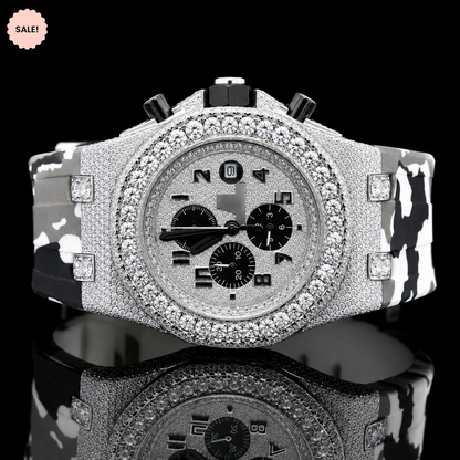 Chronograph Automatic Moissanite Watch With Rubber Strap
