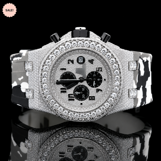 Chronograph Automatic Moissanite Watch With Rubber Strap