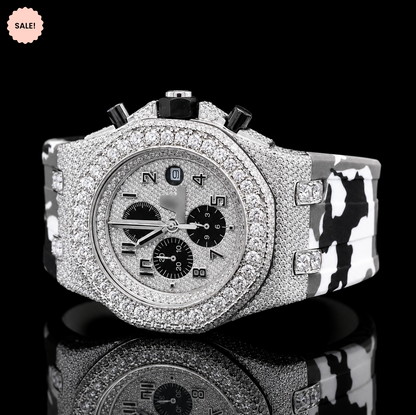 Chronograph Automatic Moissanite Watch With Rubber Strap