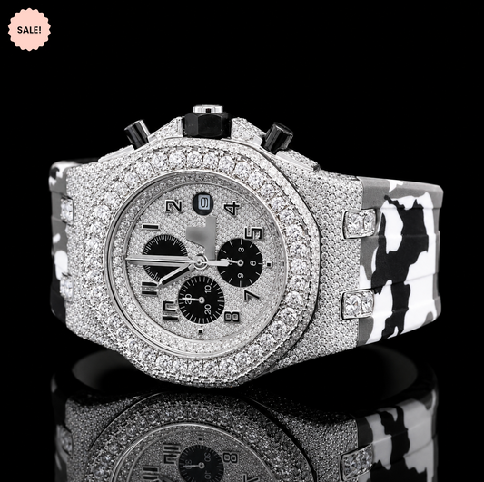 Chronograph Automatic Moissanite Watch With Rubber Strap
