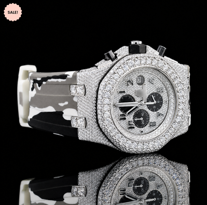Chronograph Automatic Moissanite Watch With Rubber Strap