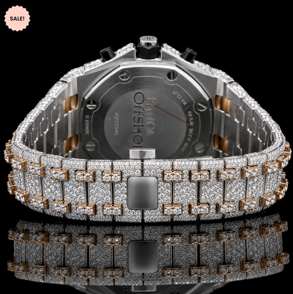 VVS Moissanite Bust Down Watch Black Chronograph Dial - Silver/Gold/Rose-Gold