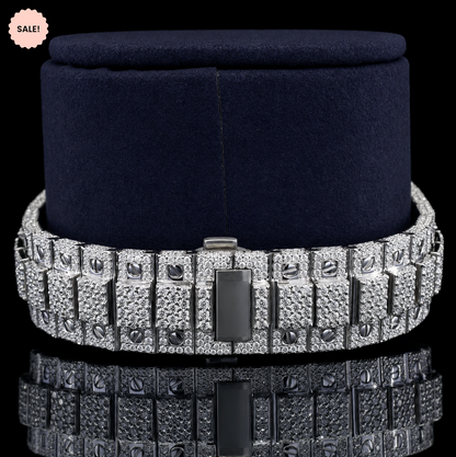 Iced Out Automatic Moissanite Watch with Black Roman Numerals