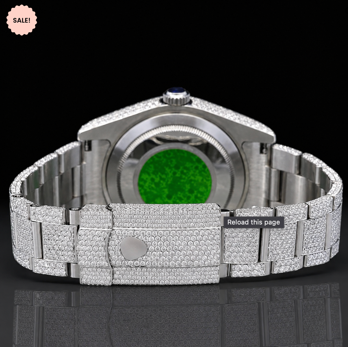 Iced-out Moissanite automatic watch with Black Arabic Numerals - Silver
