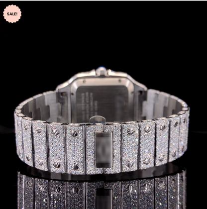 Iced Out Moissanite Watch For Men – Square Model
