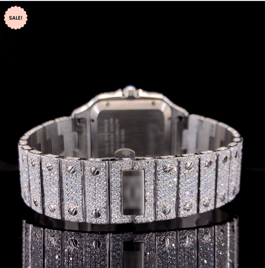 Iced Out Moissanite Watch For Men – Square Model