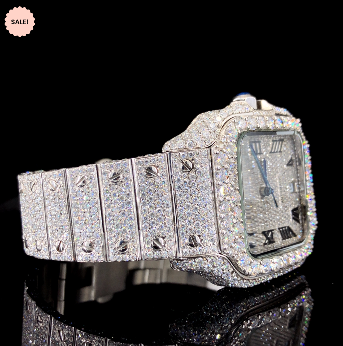 Iced Out Moissanite Watch For Men – Square Model