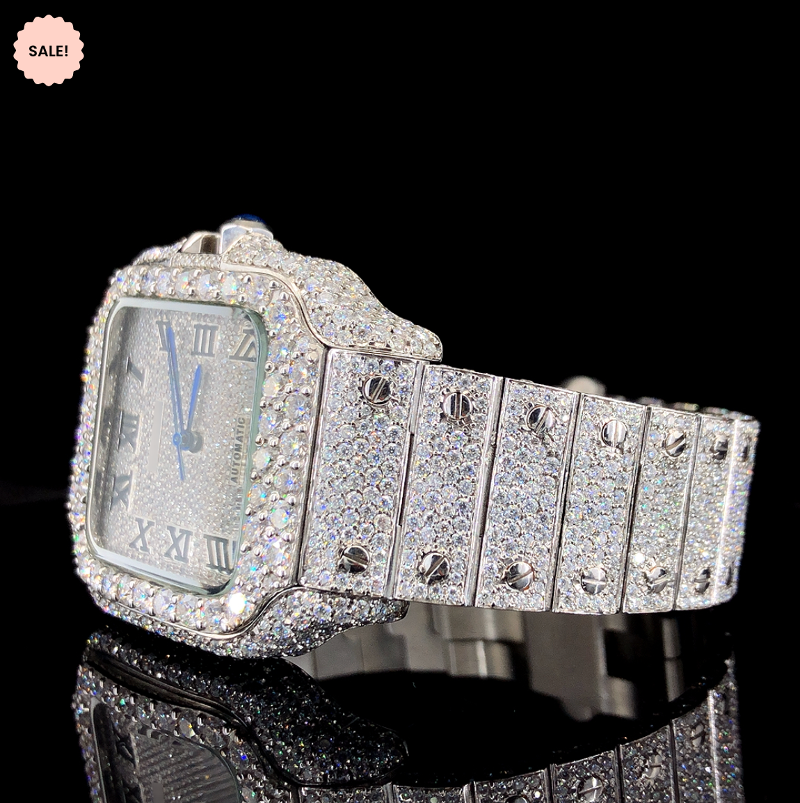 Iced Out Moissanite Watch For Men – Square Model
