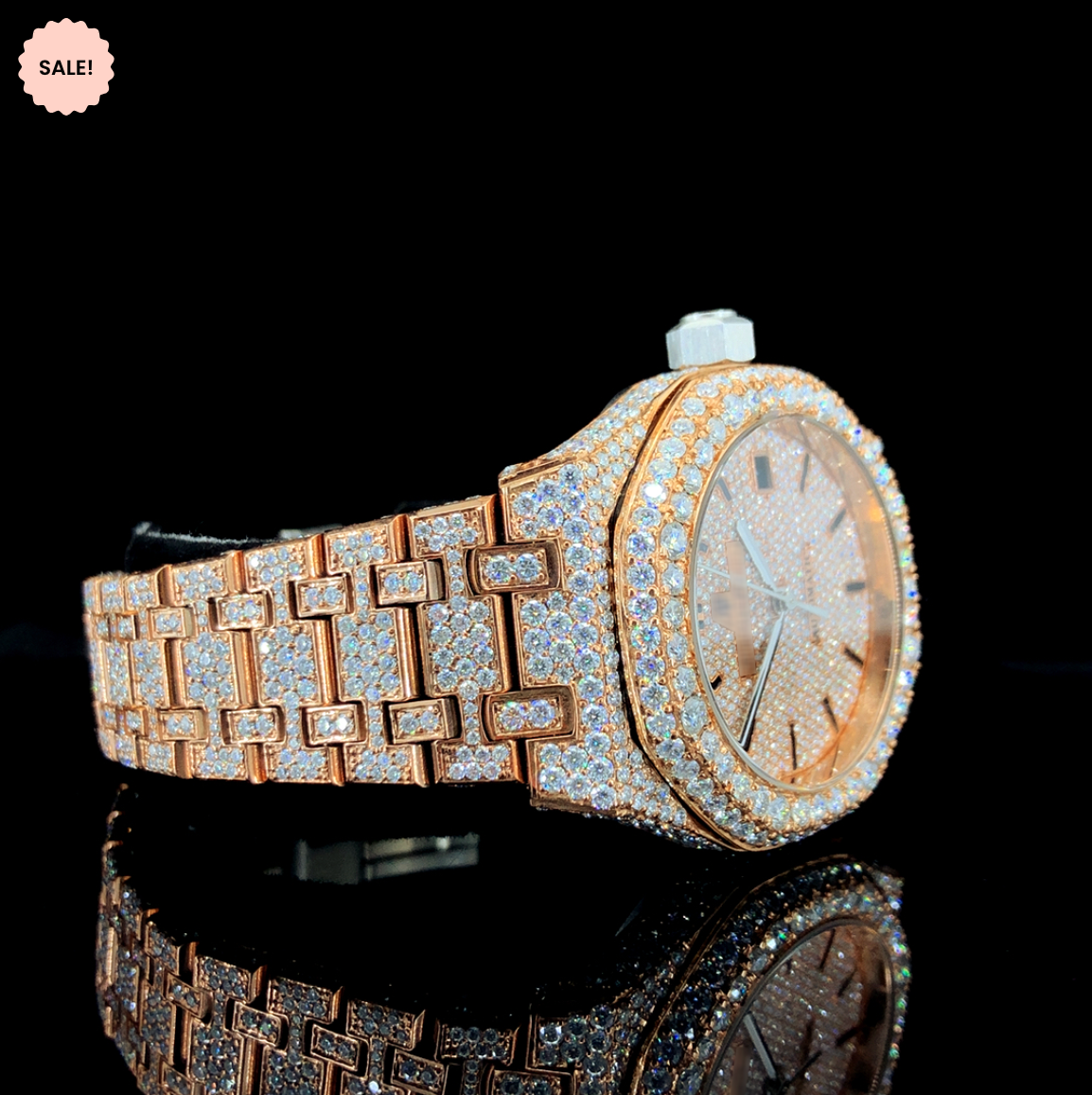 Moissanite Automatic Watch For Men – Yellow Gold Tone