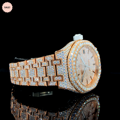 Moissanite Automatic Watch For Men – Yellow Gold Tone