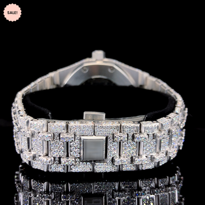 Luxurious Moissanite Automatic Watch For Men – White Gold tone