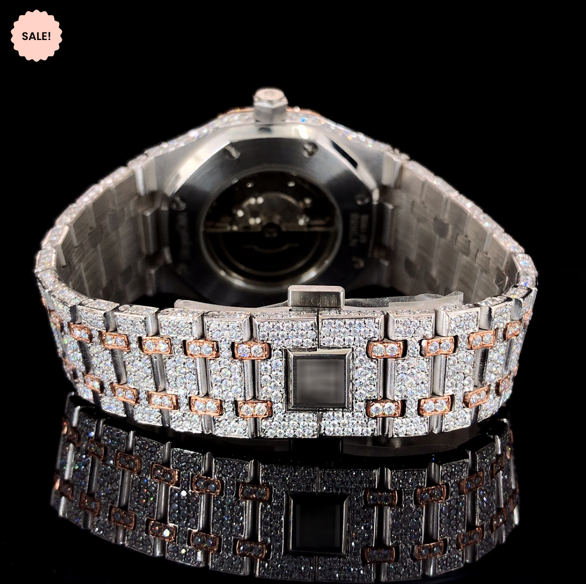 Two-tone Moissanite Automatic Watch For Men - Rose Gold