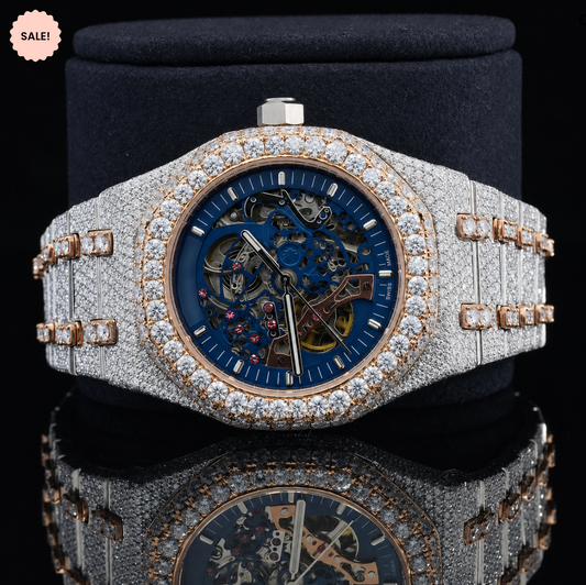 VVS Moissanite diamond watch with Skeletonized Dial