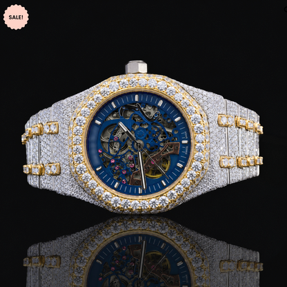 VVS Moissanite diamond watch with Skeletonized Dial