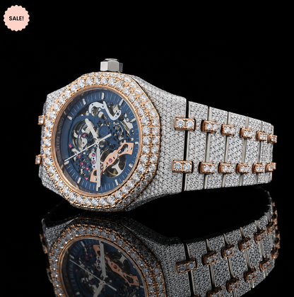 VVS Moissanite diamond watch with Skeletonized Dial