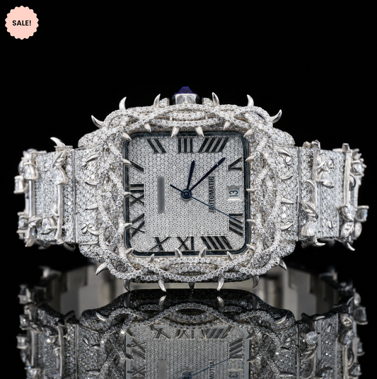 VVS Moissanite Thorns Watch with Black Roman Numerals