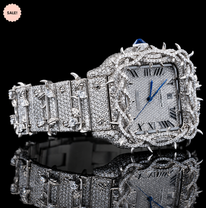 VVS Moissanite Thorns Watch with Black Roman Numerals